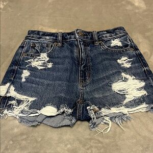 American Eagle Outfitters Blue Distressed Jean Shorts